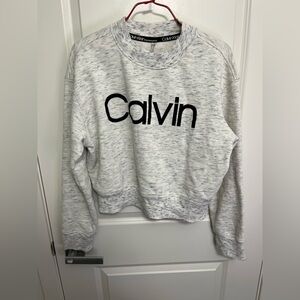 Calvin Klein Women's Performance Grey Cropped Sweatshirt in size L